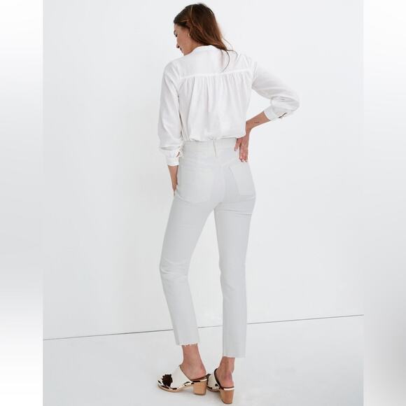 Madewell The Perfect Vintage Crop Jeans in Tile White: Raw-Hem Edition Sz 31 - Picture 2 of 16